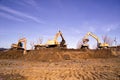 Construction earthworks excavator grader machine Royalty Free Stock Photo