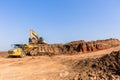 Construction Earthworks Excavator Grader Trucks Royalty Free Stock Photo