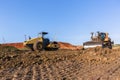 Construction Earthworks Mover Compactor Machines Closeup