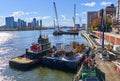 Construction of the East Midtown Waterfront Esplanade along the East River in NYC