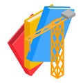 Construction education icon isometric vector. Building tower crane and book icon Royalty Free Stock Photo