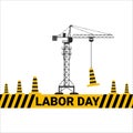 Construction Elements, Crane Vector, Labor Day Vector on White Background, Hard Work, Construction Works, International Labor Day