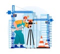 Construction engineer concept in modern flat design.