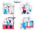 Construction engineer concept set. Surveyor, architect