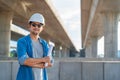 A construction engineer inspected at road construction site. Civil Engineer Royalty Free Stock Photo