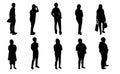 Construction engineer silhouette, Architect man and woman outline walking, Vector vector people man working on white background Royalty Free Stock Photo