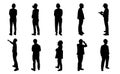 Construction engineer silhouette, Architect man and woman working on white background Royalty Free Stock Photo