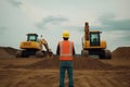Construction engineer supervising work at building site. Neural network AI generated Royalty Free Stock Photo