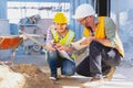 Construction engineer team check quality of build sand material for strength quality of new building