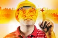 Construction engineer with touch screen Royalty Free Stock Photo