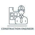 Construction engineer vector line icon, linear concept, outline sign, symbol Royalty Free Stock Photo