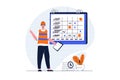 Construction engineer web concept with character scene. Man creating plan and deadline for building process. People situation in Royalty Free Stock Photo