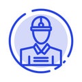 Construction, Engineer, Worker, Work Blue Dotted Line Line Icon Royalty Free Stock Photo