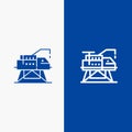 Construction, Engineering, Laboratory, Platform Line and Glyph Solid icon Blue banner Line and Glyph Solid icon Blue banner