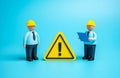 Construction engineers are dealing with a technical problem. Finding a technological solution Royalty Free Stock Photo