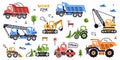 Construction Equipment and Heavy Machines for Industrial Work Vector Set