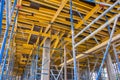 Construction site work. Concrete formwork and floor bams. Construction beam falsework for concrete Royalty Free Stock Photo