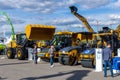 Construction equipment from XCMG at the Bauma CCT Russia fair. Wheel loader, excavator and asphalt rollers XCMG at an Royalty Free Stock Photo