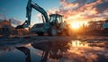 construction excavators on a construction site