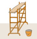construction exterior ladder rung bucket cartoon vector