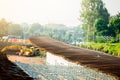 Construction fabrication steel reinforcement bar at the bridge construction site Royalty Free Stock Photo