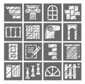 Construction and finishing materials, icons, shading pencil, white, gray, vector. Royalty Free Stock Photo