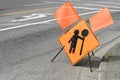 Construction flagger ahead sign Royalty Free Stock Photo