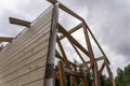 construction of a frame house. Timber frame house, new build roof Royalty Free Stock Photo