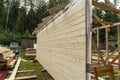 construction of a frame house. Timber frame house, new build roof Royalty Free Stock Photo