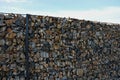 construction of a gabion retaining wall, as part of the fencing home coarser Royalty Free Stock Photo