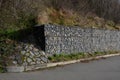 construction of a gabion retaining wall, as part of the house