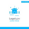 Construction, Garden, Patio, Shelter Blue Solid Logo Template. Place for Tagline Royalty Free Stock Photo