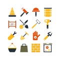 Construction and Gardening Tools Vector Graphics, Flat Design Style Royalty Free Stock Photo