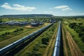 Construction of a gas transmission network. Laying pipes in the ground