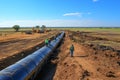 Construction of a gas transmission network. Laying pipes in the ground