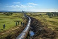 Construction of a gas transmission network. Laying pipes in the ground