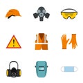 Construction ground icons set, flat style