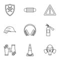 Construction ground icons set, outline style