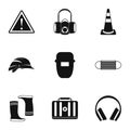 Construction ground icons set, simple style