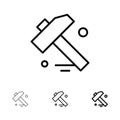 Construction, Hammer, Tool Bold and thin black line icon set Royalty Free Stock Photo