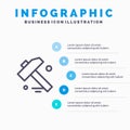 Construction, Hammer, Tool Line icon with 5 steps presentation infographics Background