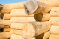 Construction of the handcrafted scribe fit log house Royalty Free Stock Photo