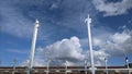 Construction of a hangar from metal structures Royalty Free Stock Photo