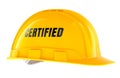 Construction hard hat with certified text. 3D rendering Royalty Free Stock Photo