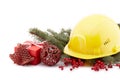 Construction hard hat and Christmas. Royalty Free Stock Photo