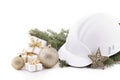 Construction hard hat and Christmas. Royalty Free Stock Photo