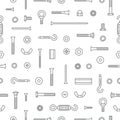 Construction hardware, screws, bolts, nuts and rivets pattern background. Equipment stainless, fasteners, metal fixation