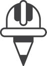 Construction hat and pencil illustration in minimal style Royalty Free Stock Photo