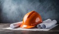 a construction helmet safety hardhat labor hat headgear protect jobsite uniform job site hazard factory prevention caution Royalty Free Stock Photo