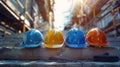 The construction helmets on concrete.AI generated image Royalty Free Stock Photo
